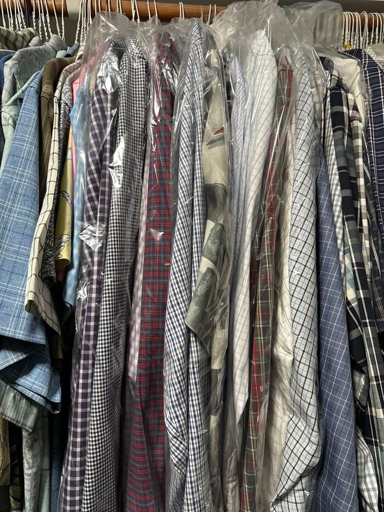 Finished garments bagged on hangers