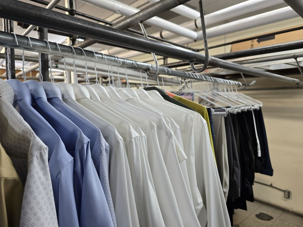 Pressed shirts on the rack